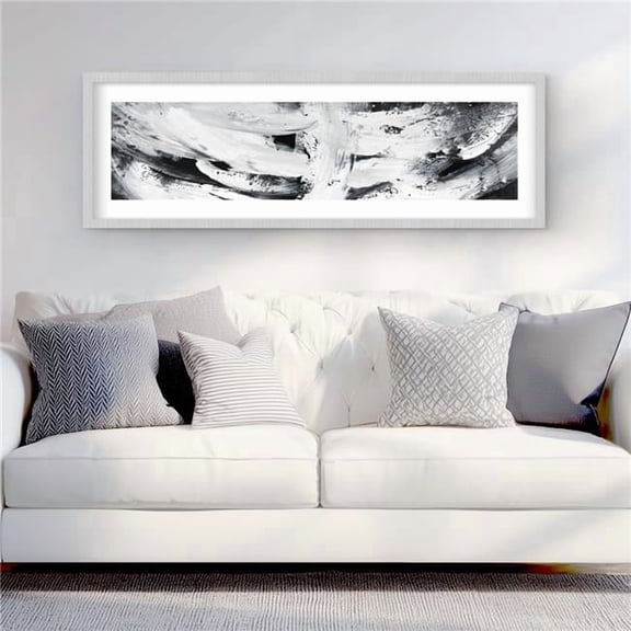 Begin Home Decor C1FM1648TP6BTM 16 x 48 in. Mayhem - Gray Office Framed Matted Print for Home Decor