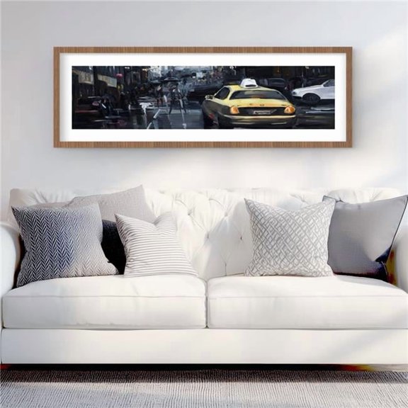 Begin Home Decor C1FM1648UPDW9F 16 x 48 in.   York in the Dark - Black Framed Matted Print for Decor