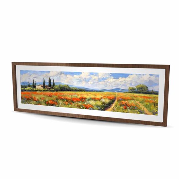 Begin Home Decor C1FM20602IXAP0 20 x 60 in. Field Line - Red Framed Matted Print for Home Decor