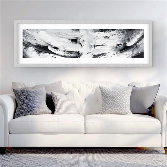 Begin Home Decor C1FM20602TJG2B 20 x 60 in. Mayhem - Gray Abstract Framed Matted Print for Home Decor