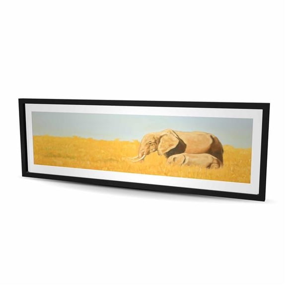 Begin Home Decor C1FM20603FI0L7 20 x 60 in. Elephant & Its Little One - Framed Matted Print for Decor