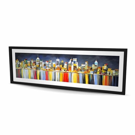 Begin Home Decor C1FM20603TFV4J 20 x 60 in. Colorful Cityscape Night Print - Framed Matted Decor