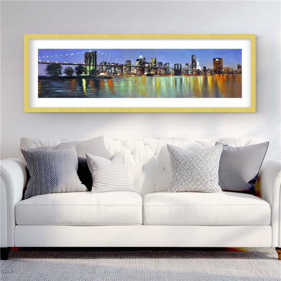 Begin Home Decor C1FM20609DBVR6 20 x 60 in. Colorful City Bridge Night Print Wall Art - Office Architecture Decor