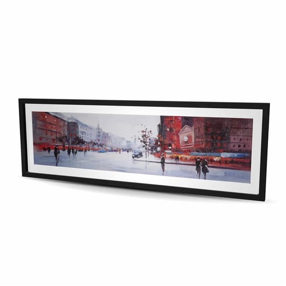 Begin Home Decor C1FM2060IECO08 20 x 60 in. Black & Red Street Scene - Gray Architecture Framed Print