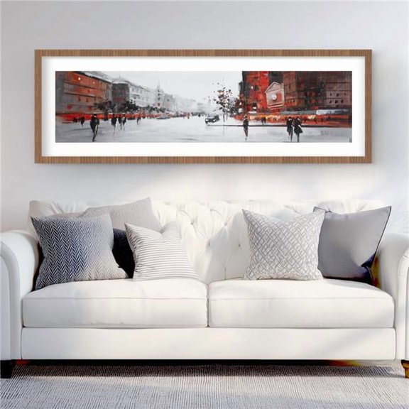 Begin Home Decor C1FM2060LEQYS8 20 x 60 in. Classic Street Scene - Red Office Framed Matted Print Decor