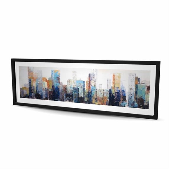 Begin Home Decor C1FM2060RFF5DQ 20 x 60 in. Texturized Abstract City - Blue Cities Framed Matted Print