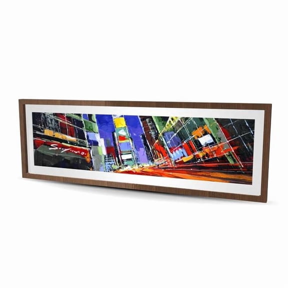 Begin Home Decor C1FM2060TM4EWA 20 x 60 in. Colorful Times Square by Night - Contemporary Framed Print