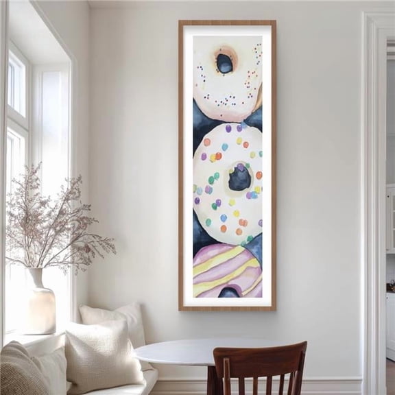 Begin Home Decor C1FM2060VSX8P5 20 x 60 in. Watercolor Delicious Looking Doughnuts - Pink Framed Print