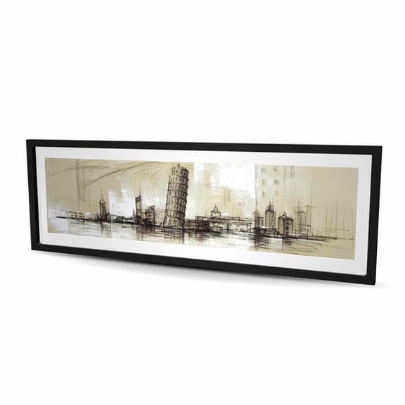 Begin Home Decor C1FM2060VX32TG 20 x 60 in. Pise Tower Sketch - Building Cities Framed Matted Print