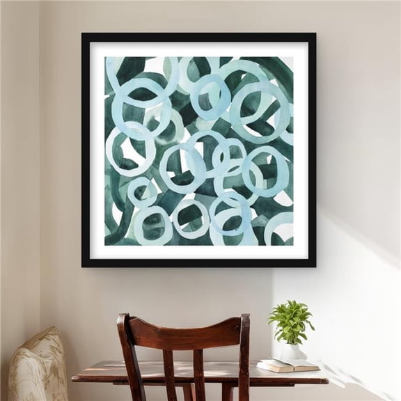 Begin Home Decor C1FM242412ASYG 24 x 24 in. Abstract Rings - Neo Mint Framed Matted Print Wall Art for Home Decor