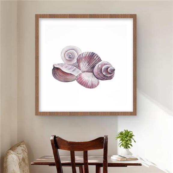 Begin Home Decor C1FM24242FZ6CS 24 x 24 in. Seaside Shells - Coastal Sea Framed Matted Print for Decor