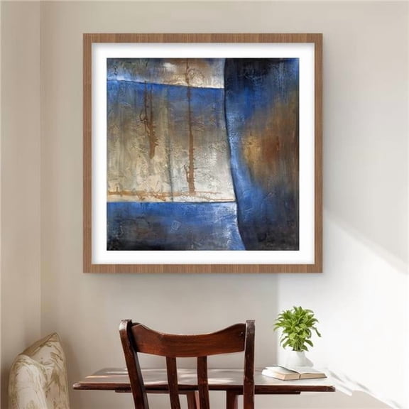 Begin Home Decor C1FM24242PMLO4 24 x 24 in. Luminous Blue & Bronze Shape - Framed Matted Print Decor