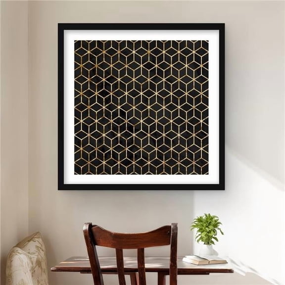 Begin Home Decor C1FM24243N2GVI 24 x 24 in. Symmetry Bedroom Pattern Framed Matted Print - Home Decor