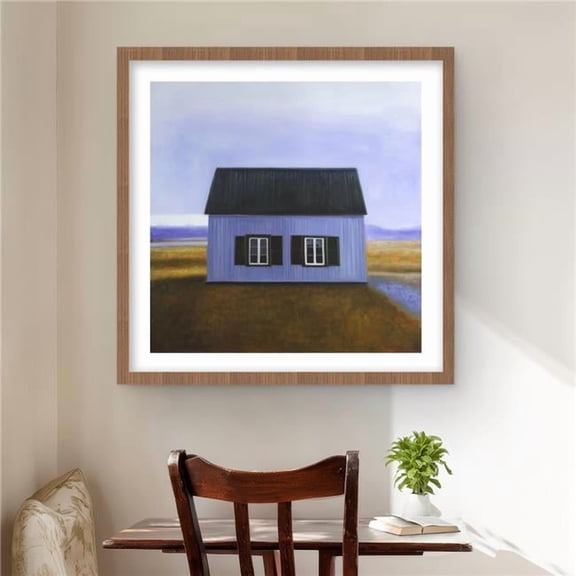 Begin Home Decor C1FM24245ROQ2Q 24 x 24 in. Blue Barn - Framed Matted Print for Home Decor - Office Art