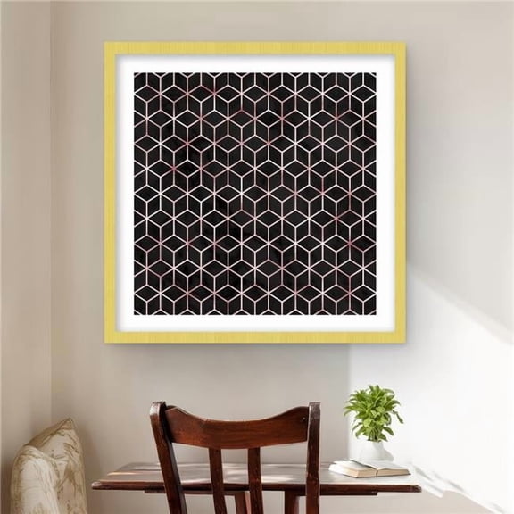 Begin Home Decor C1FM24246BSPYF 24 x 24 in. Symmetry - Patterns Pink Framed Matted Print for Home Decor