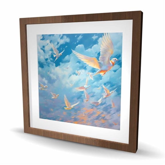 Begin Home Decor C1FM242471JRMA 24 x 24 in. The Flight - Blue Framed Matted Print for Home Decor