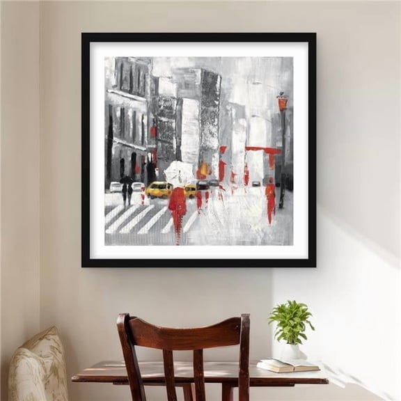 Begin Home Decor C1FM24247F3I60 24 x 24 in. Abstract Cloudy City Street Print - Gray Framed Home Decor