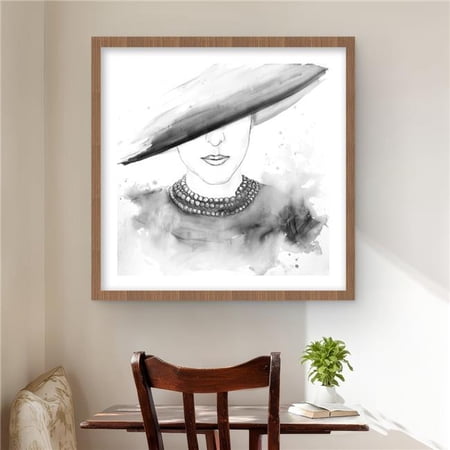 Begin Home Decor C1FM24248NYYNQ 24 x 24 in. Mysterious Lady with A Hat - Gray Woman Framed Print Decor