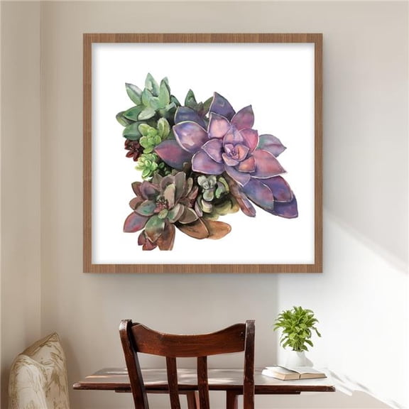 Begin Home Decor C1FM24248P0D3X 24 x 24 in. Succulent Plant - Framed Matted Print Wall Art for Office Decor