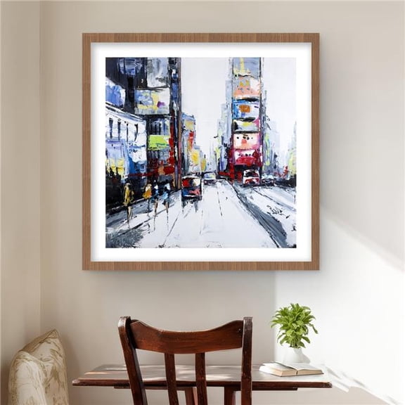 Begin Home Decor C1FM24249U2WSW 24 x 24 in. Time Square - Contemporary Livingroom Framed Matted Print