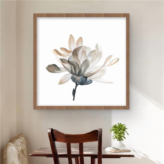 Begin Home Decor C1FM24249Z4M2C 24 x 24 in. Softness - White Floral Botanical Framed Matted Print Decor