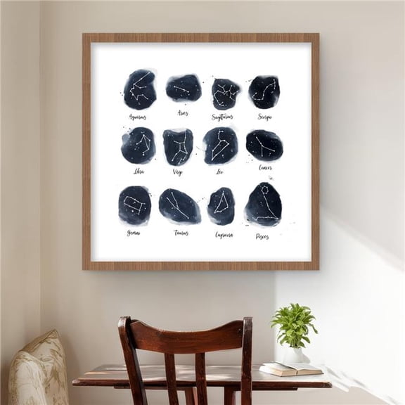 Begin Home Decor C1FM2424A07U88 24 x 24 in. Constellations Zodiac Signs Print - Framed Matted Home Decor