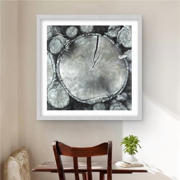 Begin Home Decor C1FM2424BEB3DF 24 x 24 in. Stacked Wood Logs Print - Framed Matted Home Decor