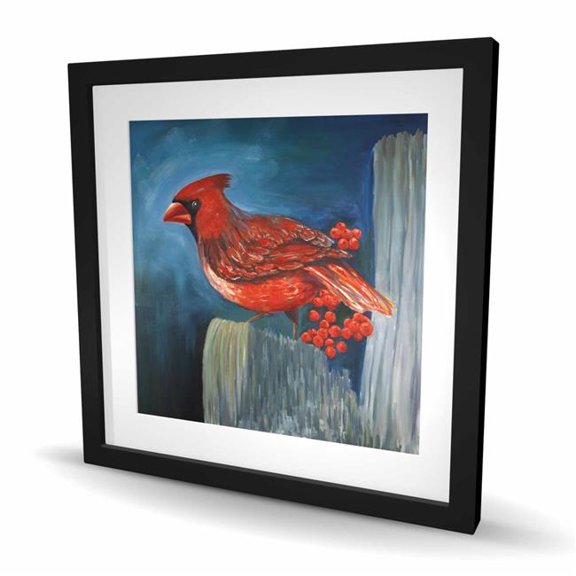 Begin Home Decor C1FM2424CA88YX 24 x 24 in. Redbreast Bird on A Branch - Holidays Bedroom Framed Print
