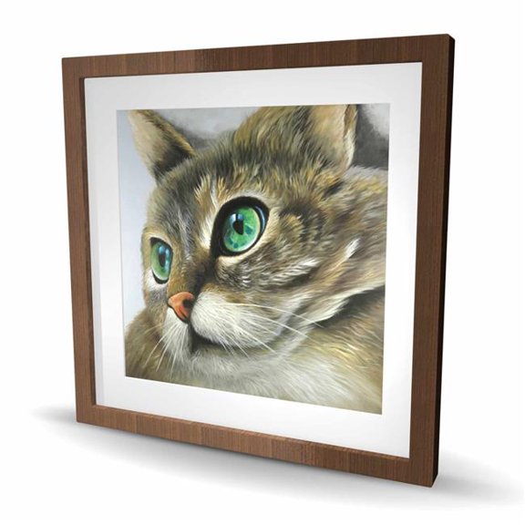 Begin Home Decor C1FM2424CAAPCM 24 x 24 in. Peaceful Cat Portrait - Framed Matted Print for Home Decor