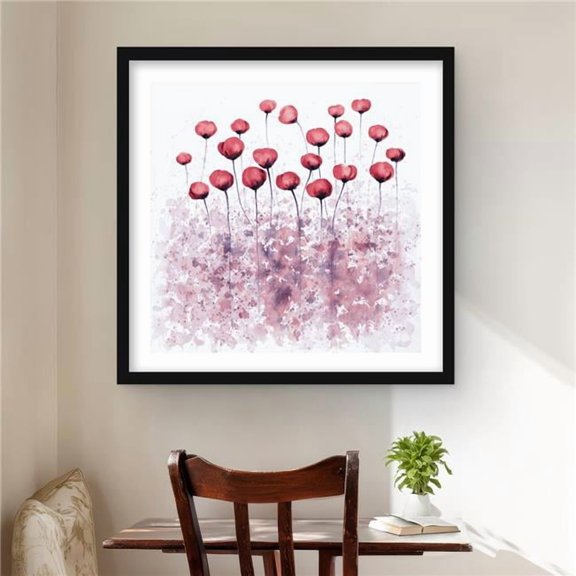 Begin Home Decor C1FM2424CS3IBU 24 x 24 in. Pink Flowers with Paint Splash - Framed Matted Print Decor