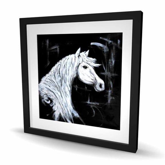 Begin Home Decor C1FM2424D9I1PW 24 x 24 in. Horse Profile View - Framed Matted Print for Home Decor