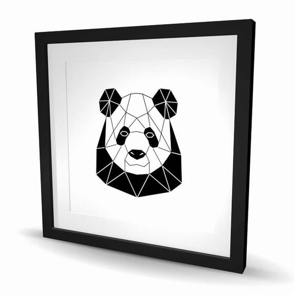 Begin Home Decor C1FM2424E1PD5K 24 x 24 in. Geometric Panda - Children Art White Framed Matted Print