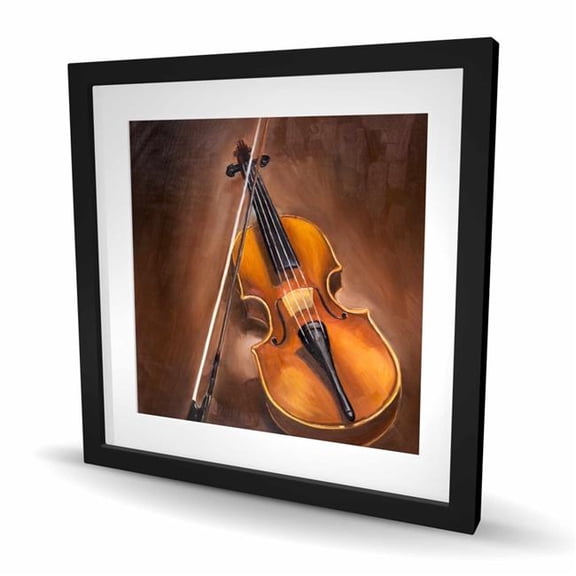 Begin Home Decor C1FM2424GRUKQC 24 x 24 in. Alto Violin Matted Print - Brown Framed Home Decor Art