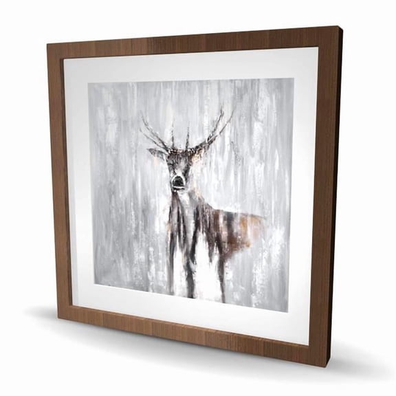 Begin Home Decor C1FM2424GXDIB5 24 x 24 in. Abstract Deer in the Forest - Rustic Framed Matted Print