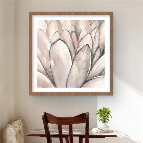 Begin Home Decor C1FM2424J9PL3K 24 x 24 in. Blush Pink Flower Framed Matted Print Wall Art - Bedroom Decor Art