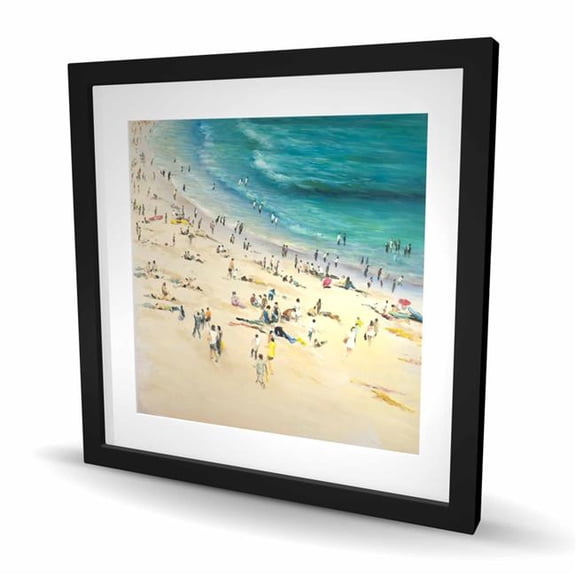 Begin Home Decor C1FM2424LOVC92 24 x 24 in. Summer Crowd At the Beach - Scenic Framed Matted Print Decor