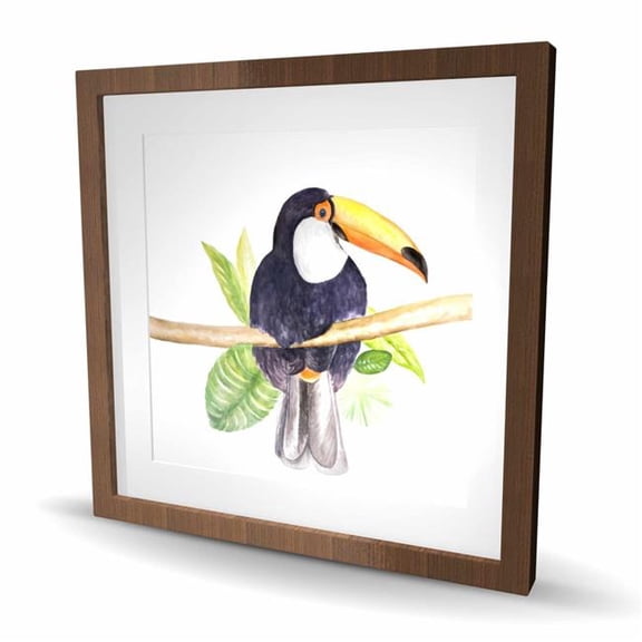 Begin Home Decor C1FM2424LTCGXI 24 x 24 in. Toucan Framed Matted Print - Animals Livingroom Decor
