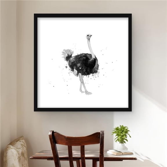 Begin Home Decor C1FM2424M3ME0I 24 x 24 in. Proud Ostrich - Framed Matted Print for Animal Bedroom Decor