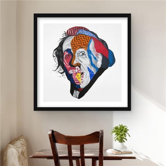 Begin Home Decor C1FM2424NG83A9 24 x 24 in. Abstract Albert Einstein - Orange Livingroom Framed Print