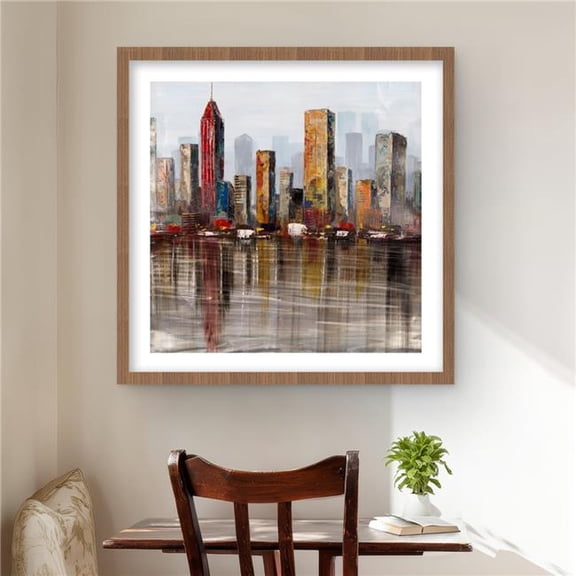 Begin Home Decor C1FM2424O87X49 24 x 24 in. Rust Looking City - Framed Matted Print for Home Decor
