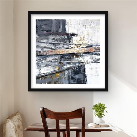 Begin Home Decor C1FM2424OC1TI3 24 x 24 in. Texturized Paint Splashing Stripes - White Abstract Print