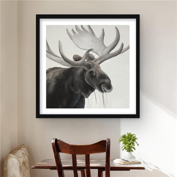 Begin Home Decor C1FM2424P5ZPH1 24 x 24 in. Rustic Moose - Brown Framed Matted Print Wall Art - Home Decor Art