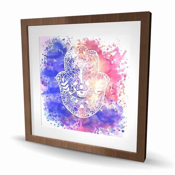 Begin Home Decor C1FM2424Q1D8R1 24 x 24 in. Hamsa Hand Framed Matted Print - Spiritual Home Decor Art