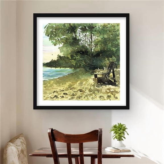 Begin Home Decor C1FM2424QLT61W 24 x 24 in. Day At the Lake - Kitchen Beach Framed Matted Print Decor