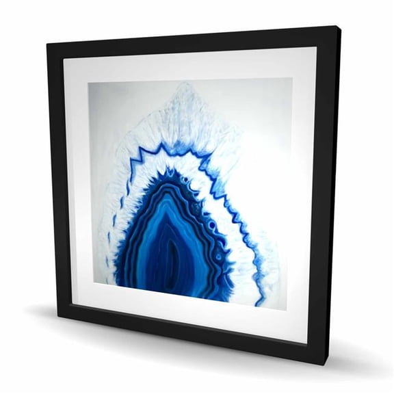 Begin Home Decor C1FM2424QT2BUJ 24 x 24 in. Agate Geode Slice - Blue Contemporary Framed Matted Print