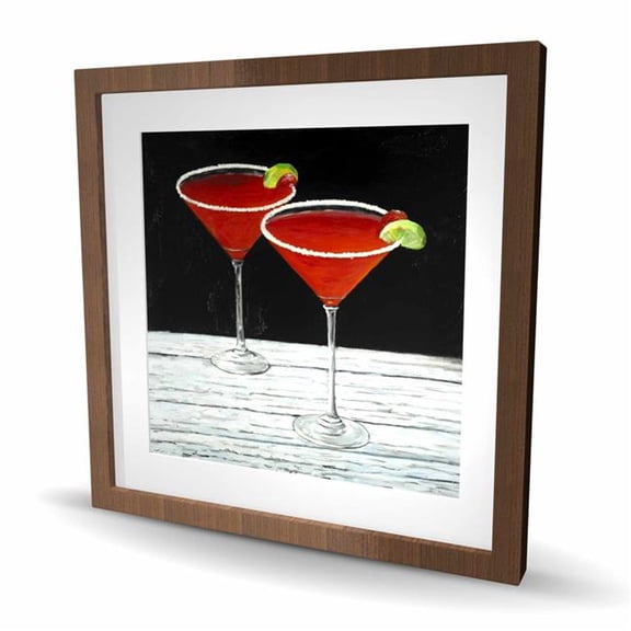 Begin Home Decor C1FM2424QVTWBF 24 x 24 in. Cosmopolitan Drink Print - Red Object Framed Matted Decor