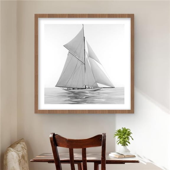 Begin Home Decor C1FM2424QZQ99R 24 x 24 in. Sailing Ship - Transportation Sea Framed Matted Print Decor