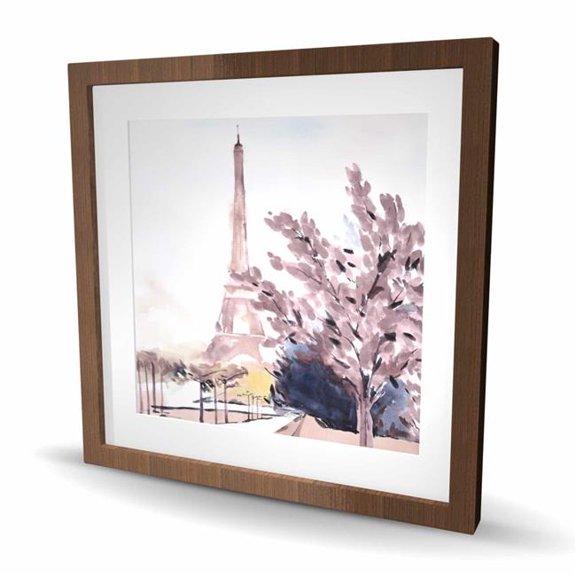Begin Home Decor C1FM2424R7EP0D 24 x 24 in. Paris & Eiffel Scene - Pink Romantic Framed Matted Print