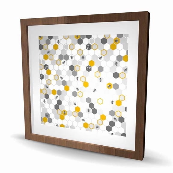 Begin Home Decor C1FM2424RI4X0C 24 x 24 in. Beehive Pattern - Framed Matted Print for Home Decor