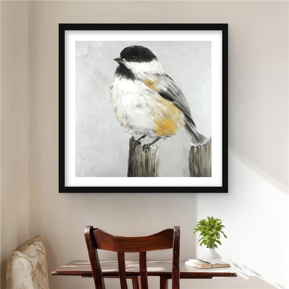 Begin Home Decor C1FM2424RODXDW 24 x 24 in. Coal Tit Bird Framed Matted Print - Home Decor Art